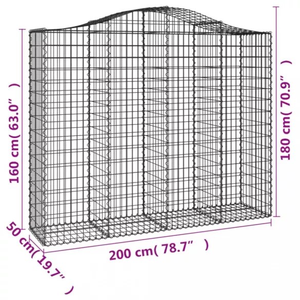 13 db íves horganyzott vas gabion kosár 200x50x160/180 cm
