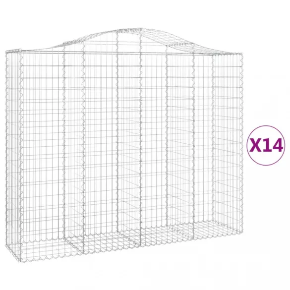 14 db íves horganyzott vas gabion kosár 200x50x160/180 cm