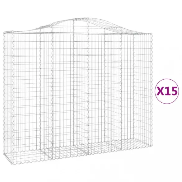 15 db íves horganyzott vas gabion kosár 200x50x160/180 cm