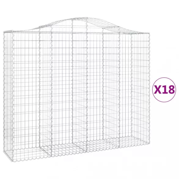 18 db íves horganyzott vas gabion kosár 200x50x160/180 cm