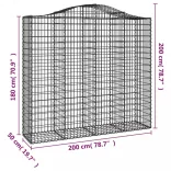 3 db íves horganyzott vas gabion kosár 200x50x180/200 cm