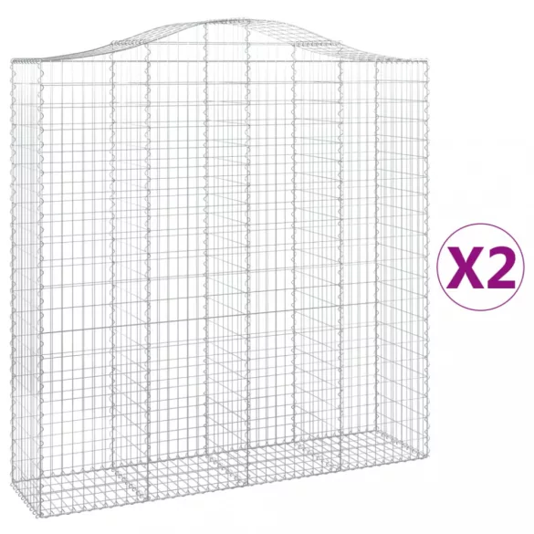 2 db íves horganyzott vas gabion kosár 200x50x200/220 cm
