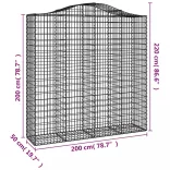 2 db íves horganyzott vas gabion kosár 200x50x200/220 cm