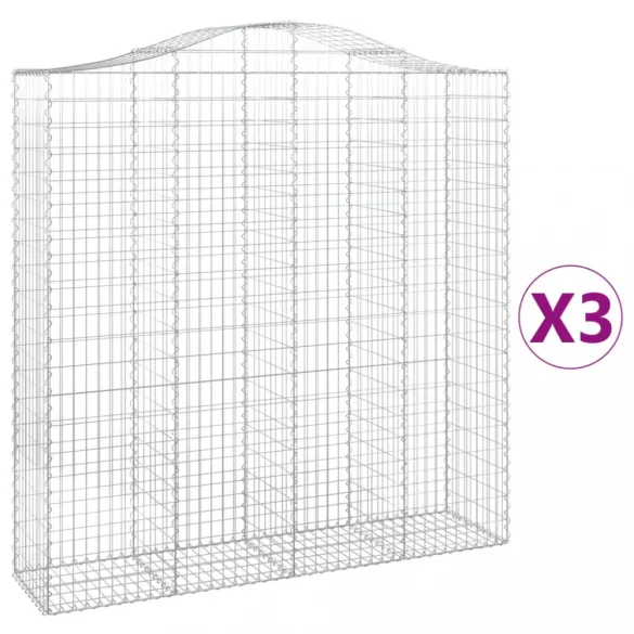 3 db íves horganyzott vas gabion kosár 200x50x200/220 cm
