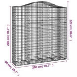 3 db íves horganyzott vas gabion kosár 200x50x200/220 cm