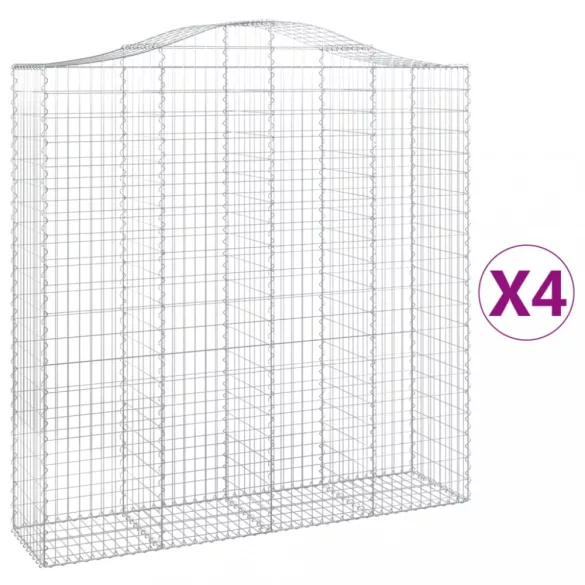 4 db íves horganyzott vas gabion kosár 200x50x200/220 cm
