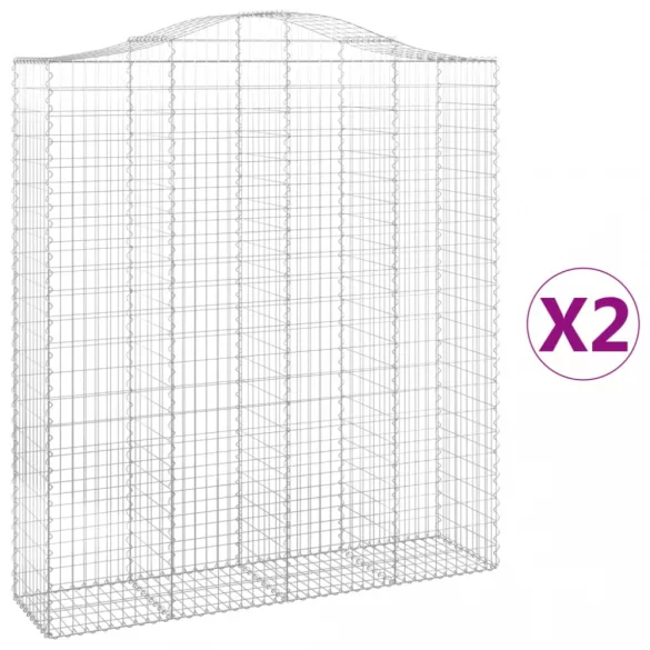 2 db íves horganyzott vas gabion kosár 200x50x220/240 cm