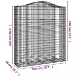 2 db íves horganyzott vas gabion kosár 200x50x220/240 cm
