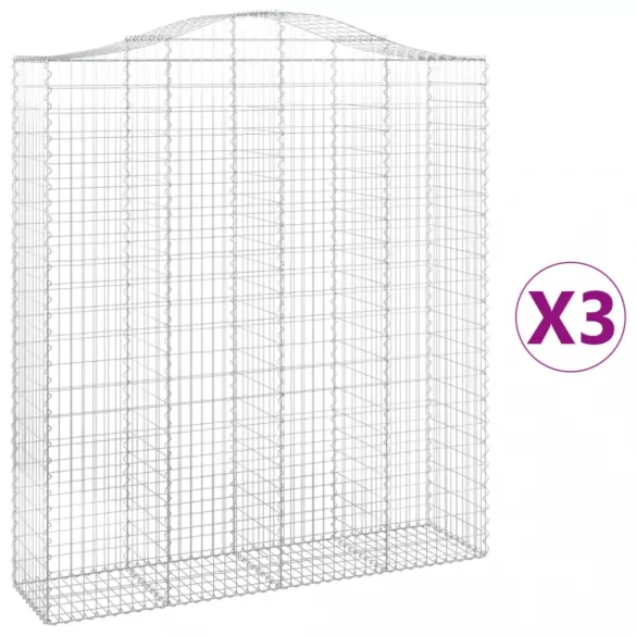 3 db íves horganyzott vas gabion kosár 200x50x220/240 cm