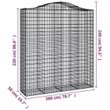 3 db íves horganyzott vas gabion kosár 200x50x220/240 cm