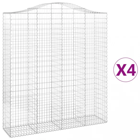 4 db íves horganyzott vas gabion kosár 200x50x220/240 cm