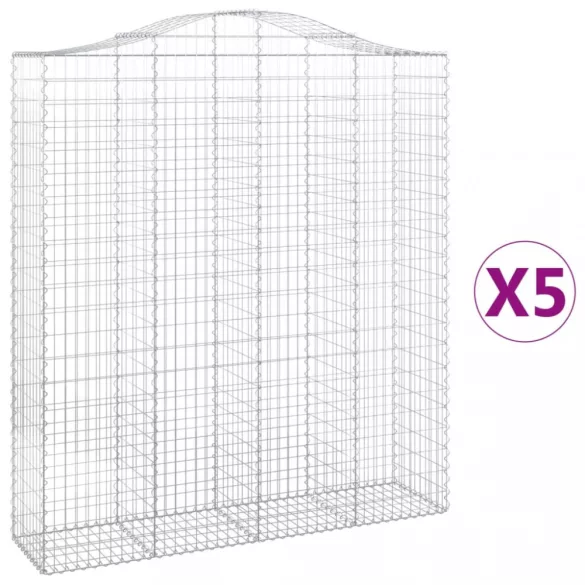 5 db íves horganyzott vas gabion kosár 200x50x220/240 cm
