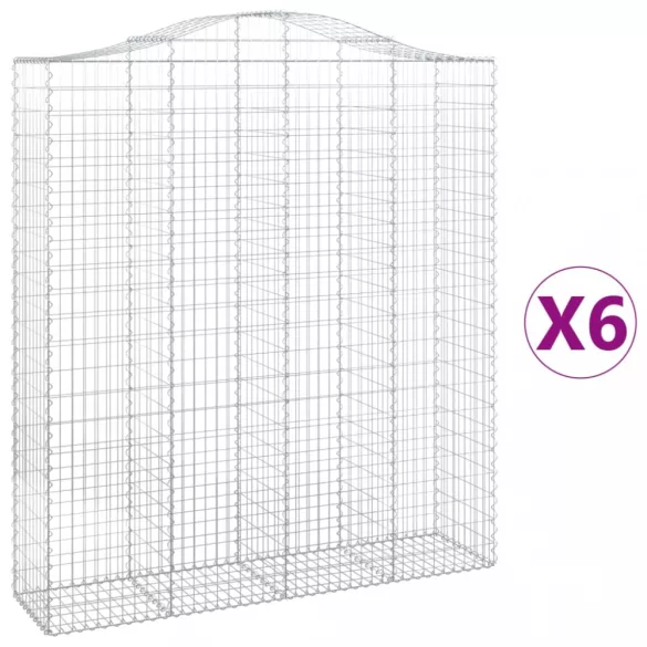 6 db íves horganyzott vas gabion kosár 200x50x220/240 cm