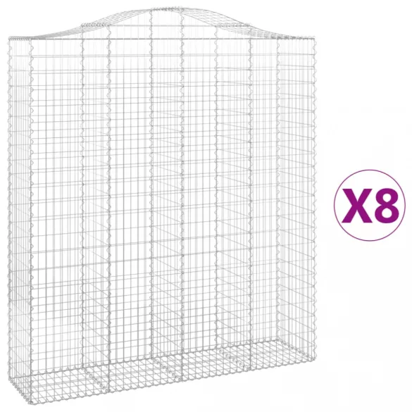 8 db íves horganyzott vas gabion kosár 200x50x220/240 cm