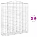 9 db íves horganyzott vas gabion kosár 200x50x220/240 cm