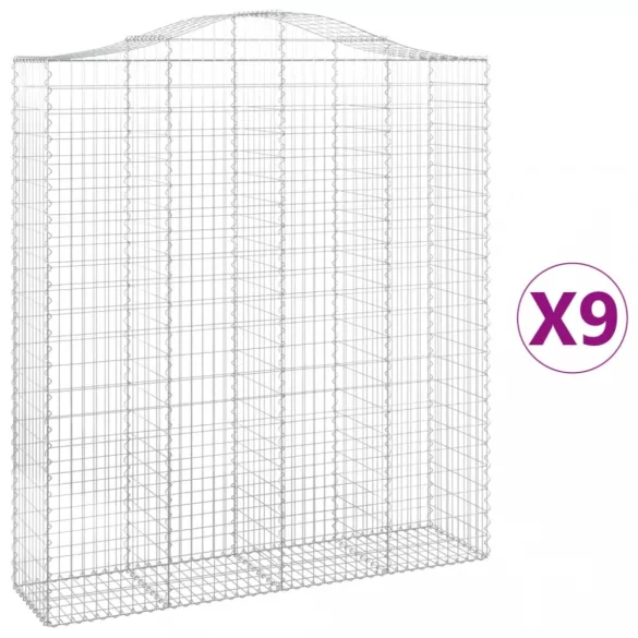 9 db íves horganyzott vas gabion kosár 200x50x220/240 cm