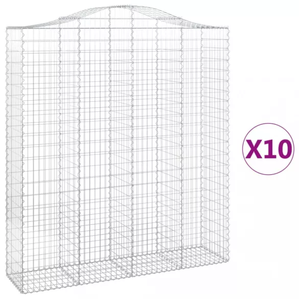 10 db íves horganyzott vas gabion kosár 200x50x220/240 cm