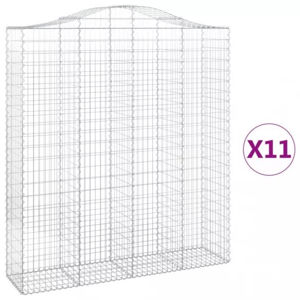 11 db íves horganyzott vas gabion kosár 200x50x220/240 cm
