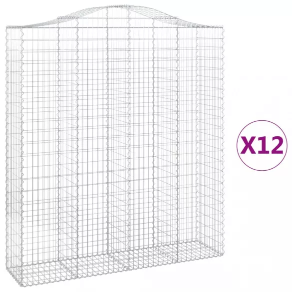 12 db íves horganyzott vas gabion kosár 200x50x220/240 cm