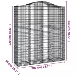 12 db íves horganyzott vas gabion kosár 200x50x220/240 cm