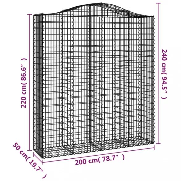 13 db íves horganyzott vas gabion kosár 200x50x220/240 cm