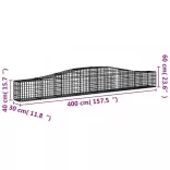 3 db íves horganyzott vas gabion kosár 400x30x40/60 cm
