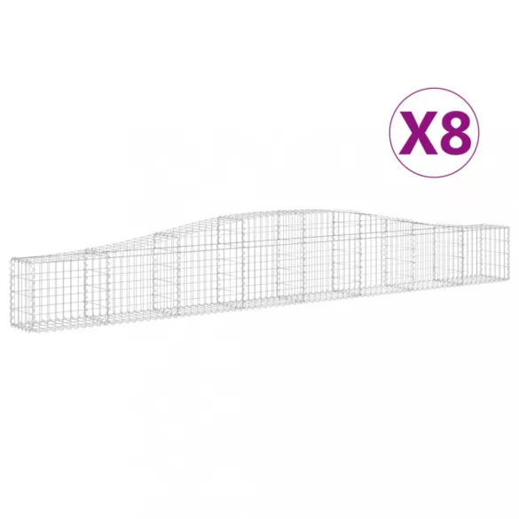 8 db íves horganyzott vas gabion kosár 400x30x40/60 cm