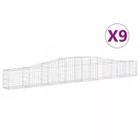 9 db íves horganyzott vas gabion kosár 400x30x40/60 cm