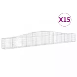 15 db íves horganyzott vas gabion kosár 400x30x40/60 cm