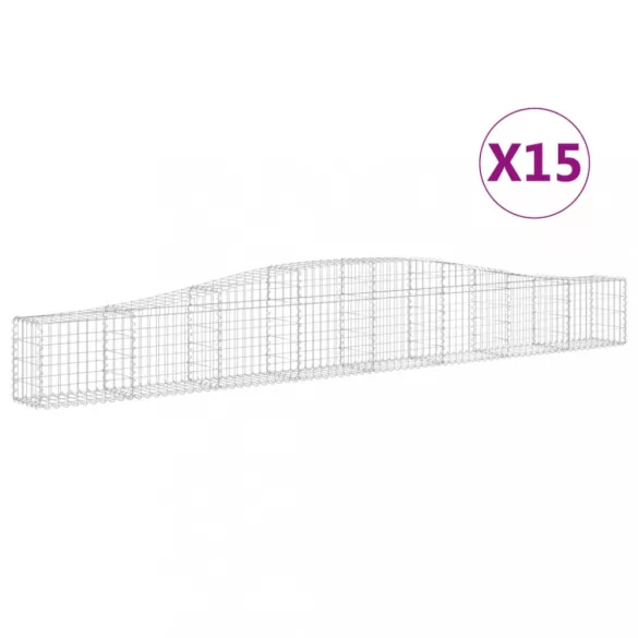15 db íves horganyzott vas gabion kosár 400x30x40/60 cm