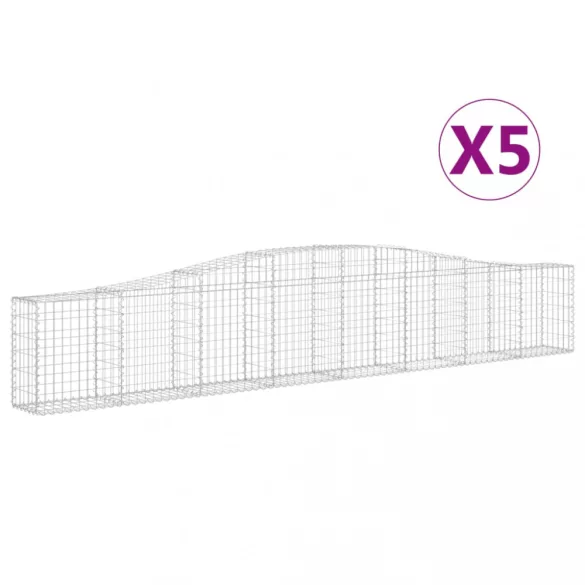 5 db íves horganyzott vas gabion kosár 400x30x60/80 cm