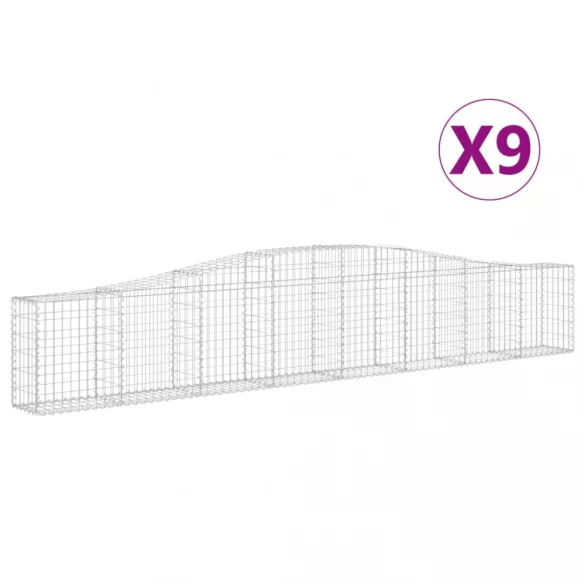 9 db íves horganyzott vas gabion kosár 400x30x60/80 cm