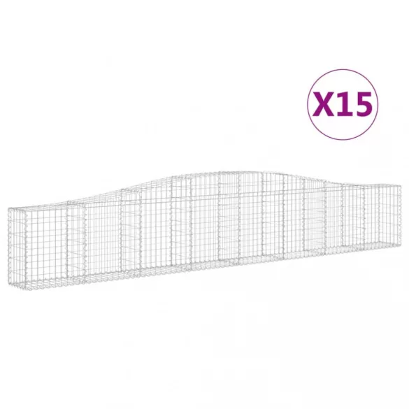 15 db íves horganyzott vas gabion kosár 400x30x60/80 cm