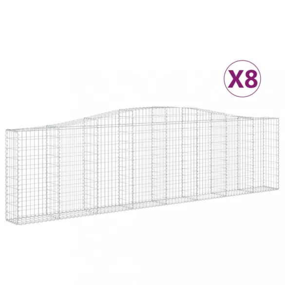 8 db íves horganyzott vas gabion kosár 400x30x100/120 cm