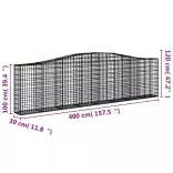 10 db íves horganyzott vas gabion kosár 400x30x100/120 cm
