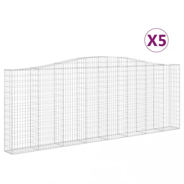 5 db íves horganyzott vas gabion kosár 400x30x140/160 cm