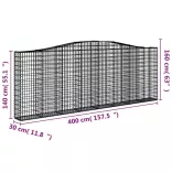 5 db íves horganyzott vas gabion kosár 400x30x140/160 cm