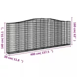 6 db íves horganyzott vas gabion kosár 400x30x140/160 cm