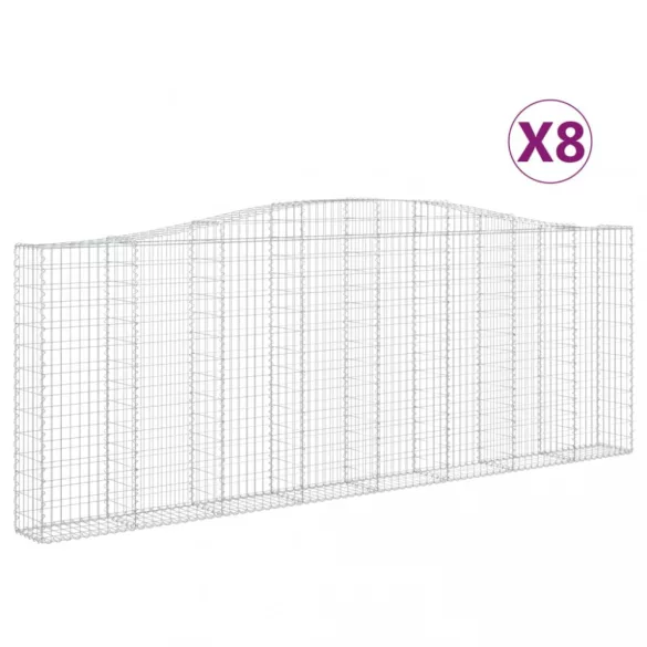 8 db íves horganyzott vas gabion kosár 400x30x140/160 cm