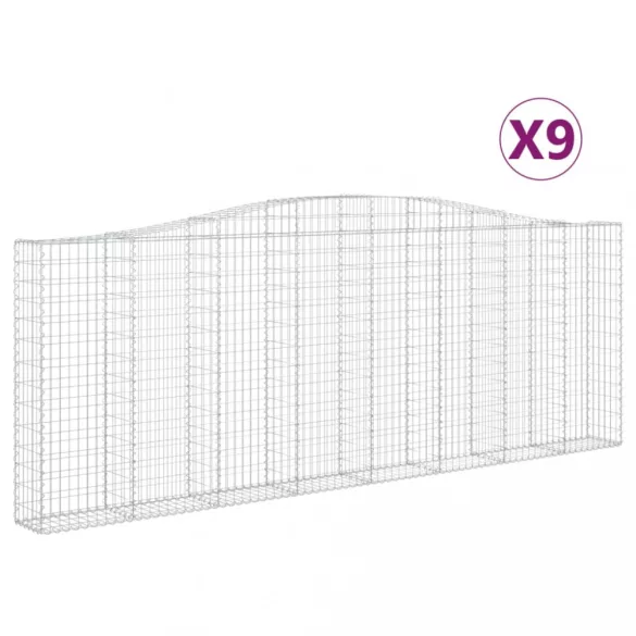 9 db íves horganyzott vas gabion kosár 400x30x140/160 cm