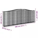 10 db íves horganyzott vas gabion kosár 400x30x140/160 cm