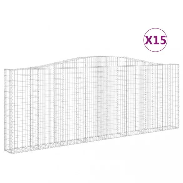 15 db íves horganyzott vas gabion kosár 400x30x140/160 cm