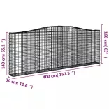15 db íves horganyzott vas gabion kosár 400x30x140/160 cm