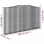 3 db íves horganyzott vas gabion kosár 400x30x220/240 cm