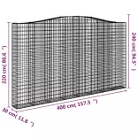 4 db íves horganyzott vas gabion kosár 400x30x220/240 cm