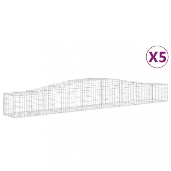 5 db íves horganyzott vas gabion kosár 400x50x40/60 cm