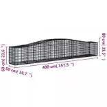 8 db íves horganyzott vas gabion kosár 400x50x60/80 cm