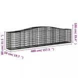3 db íves horganyzott vas gabion kosár 400x50x80/100 cm
