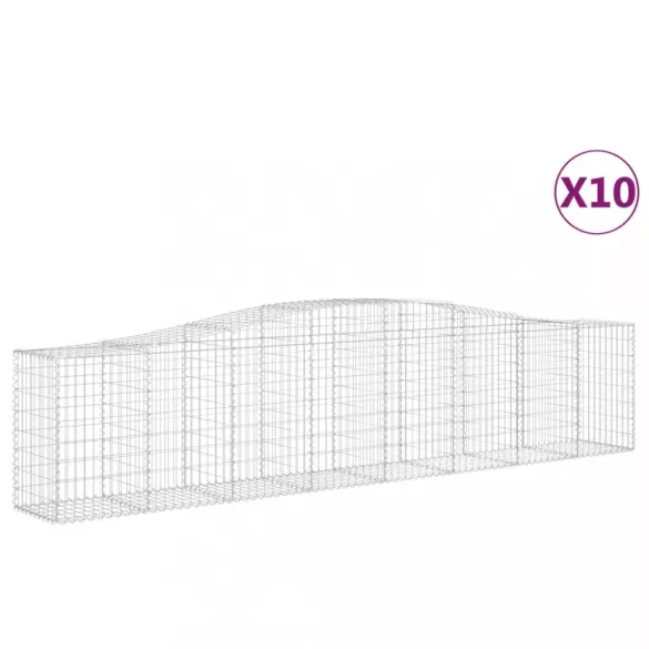 10 db íves horganyzott vas gabion kosár 400x50x80/100 cm