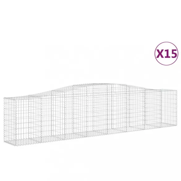 15 db íves horganyzott vas gabion kosár 400x50x80/100 cm